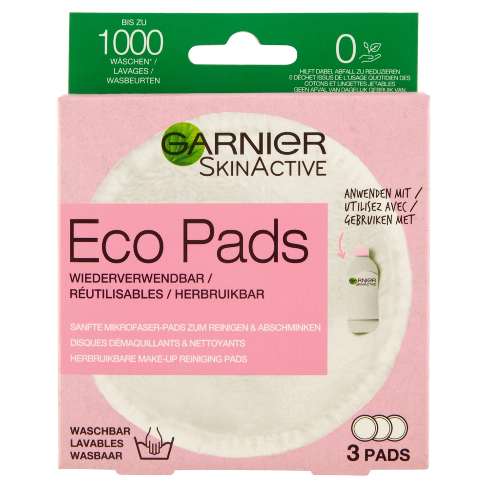 Garnier SkinActive Dischetti Ecologici Struccanti in Microfibra EcoPads, Lavabili e Riutilizzabili